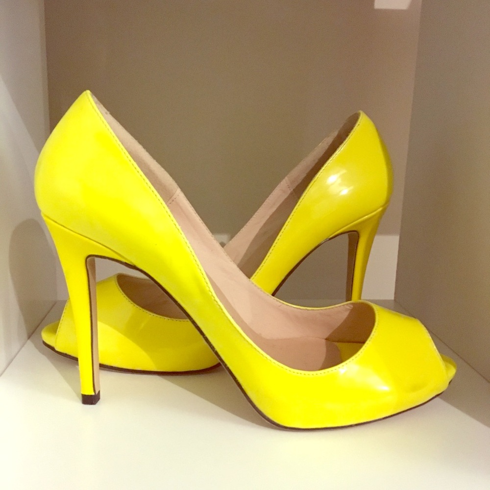 Neon Yellow Peep Toe Heels